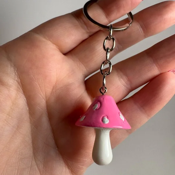 Mushroom Resin Bag Charm (Comes in Multiple Colors) Boho Fairy Garden Keychain - Picture 1 of 6